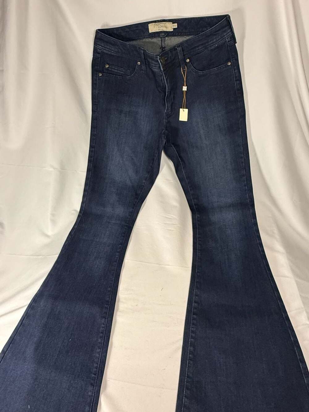 70s Vintage Inspired Phistic Denim Flare Jeans Dark Blue Size 29x33